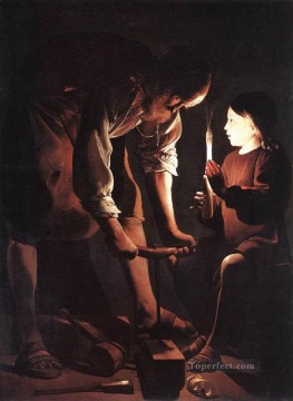 Cristo en la tienda de carpinteros con velas religiosas Georges de La Tour Pinturas al óleo